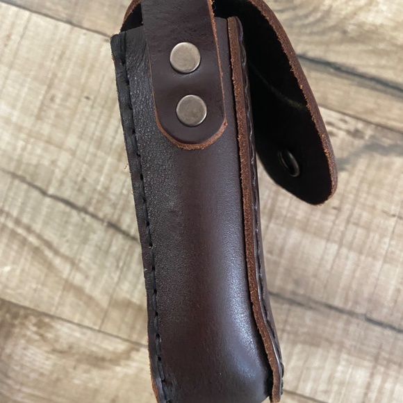 African Handmade Brown Leather Crossbody Bag with Colorful Leather Accent - Picture 8 of 12